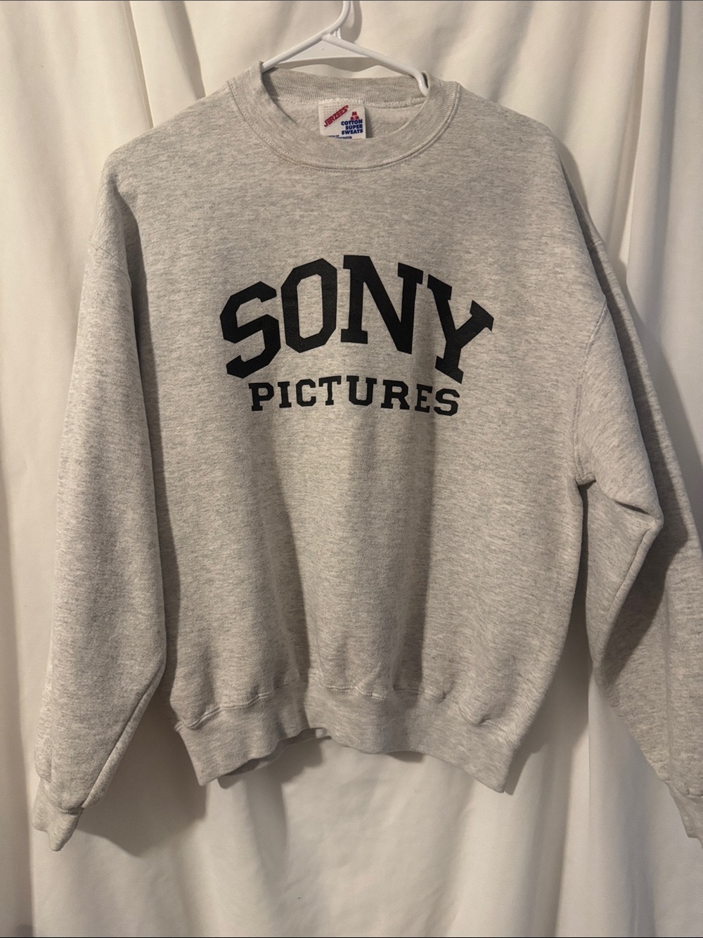 Vintage Jerzees Gray Crewneck Sweatshirt with Black SONY PICTURES Logo